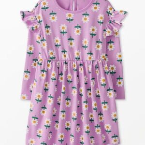 Hanna Andersson Lavender Floral Ruffle Dress Sz 120cm